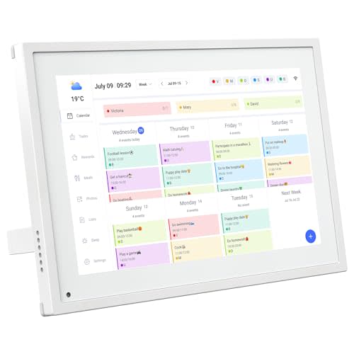 10.1 Inch WiFi Digital Calendar, Smart Touchscreen Interactive Display for Family Schedules Chore Chart, Meal Planner, To Do List, Smart Sync Switchable Digital Photo Frame Desk-Standing