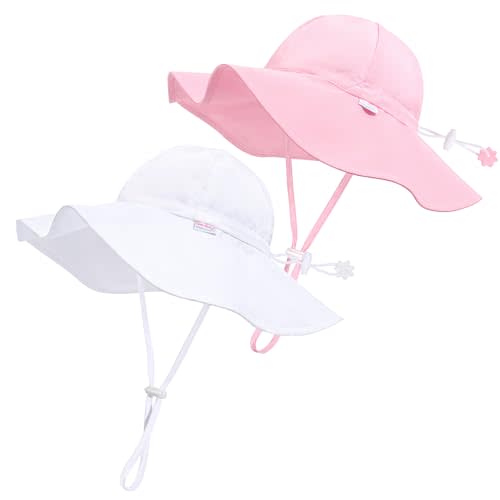 Unisex Baby Sun Hat with UPF 50+ Outdoor Adjustable Beach Hat,Baby Girl Wide Brim Bucket Hats for Infant Toddler Little Boy