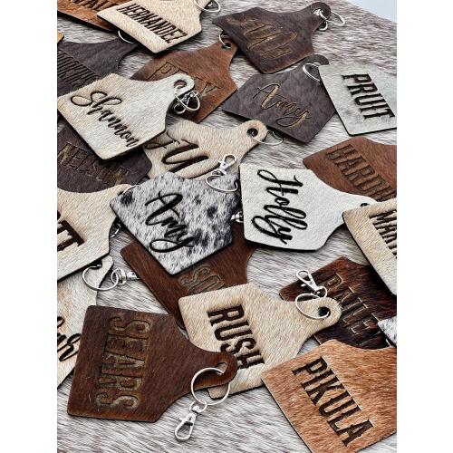 Personalized Cowhide Backpack Tag: Western Christmas Stocking Charm