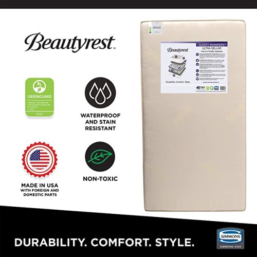 Beautyrest Beginnings Sleepy Whispers Ultra Deluxe 2-in-1 Innerspring Crib and Toddler Mattress | Waterproof | GREENGUARD Gold Certified (Natural/Non-Toxic) - Crib Mattress