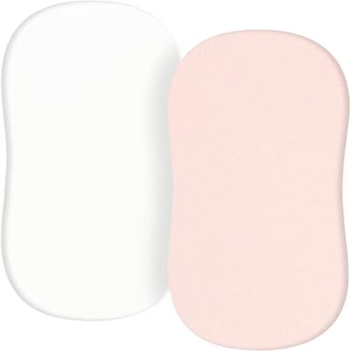 TILLYOU Baby Bassinet Sheets for Girls Boys 2 Pack Baby Sheets for Square Rectangle Oval Bassinet Mattress 33X16 Inch, Pink & White