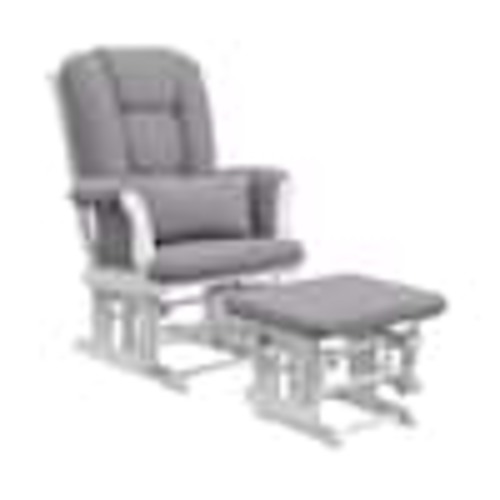 Storkcraft Tuscany White with Gray Swirl Cushion Glider and Ottoman Set 06554-551