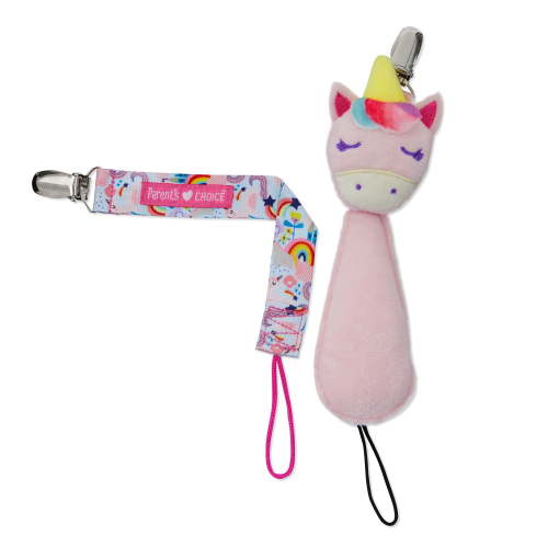 Parent's Choice Paci Buddie Clip Unicorn 2-pack of pacifier buddiesPrevent your little one's pacifier from being dropped on the ground with this easy-to-use clip