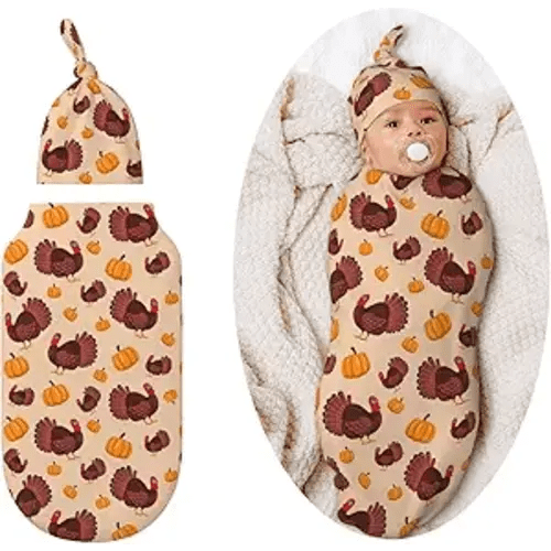 Turkey Pumpkin Swaddle Blankets Newborn Receiving Blanket Baby Swaddle Wrap Soft Sleeping Sack for Baby Girls Boys