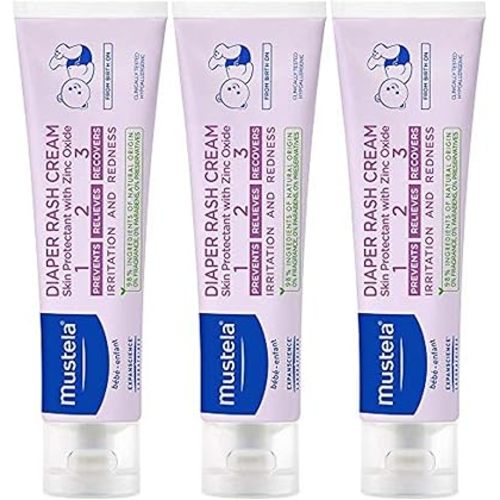 Mustela Baby Diaper Rash Cream 123 - Skin Protectant with Zinc Oxide - Fragrance Free & Paraben Free - with 98% Natural Ingredients - Various Packaging