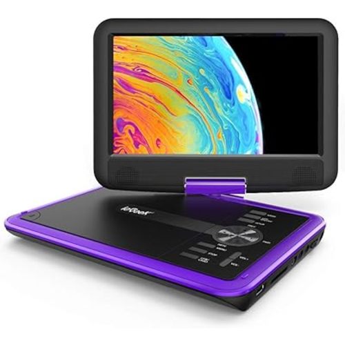 ieGeek 11.5" Portable DVD Player for Kids and Car, 9.5" Eye-Protective Screen with 5 Hours Rechargeable Battery, Support Sync TV/USB/SD Card and Multiple Disc Formats, Regions Free - Purple