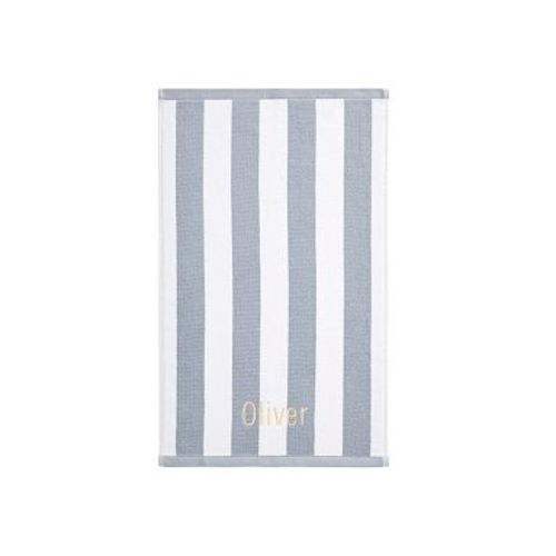 Rugby Stripe Bath Towel, Hand Towel, Chambray Blue
