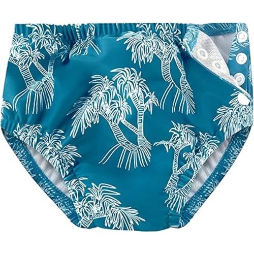 weVSwe Baby Reusable Swim Diaper Washable UPF 50+ Snap Side Leakproof & Adjustable for Pool/Beach to Prevent Leaks Green Tree 6-12 Months
