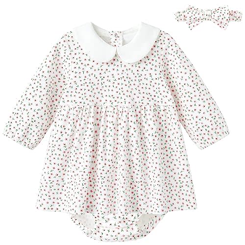 pureborn Baby Toddler Girl Dress with Bloomer Short and Long Sleeve Playwear Dress with Diaper Cover