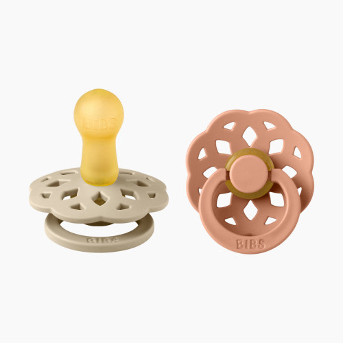 BIBS Boheme Natural Rubber Pacifier (2 Pack) - Vanilla / Peach, Size 1