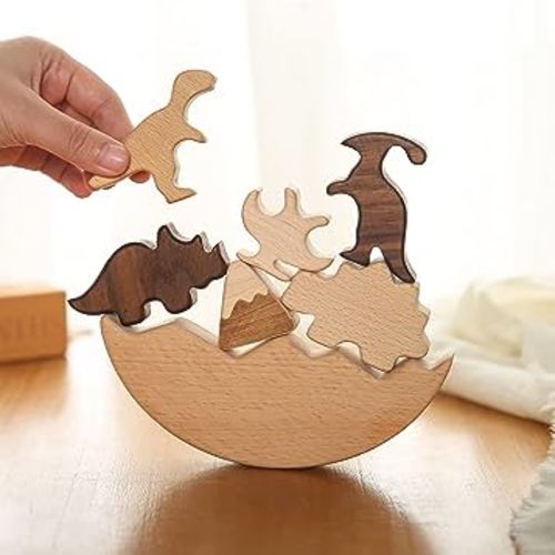 Samonyed Wooden Dinosaur Toys, Dinosaur Toys for Kids 3-5, Wooden Stacking Dinosaur Toys, Stacking Toys for Toddlers 1-3,Montessori Toys for 1 2 3 Year Old