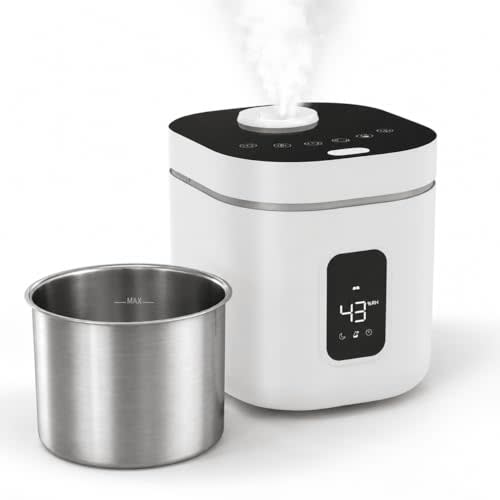 3.5L Stainless Steel Warm Mist Humidifier | Top fill steam humidifier with adjustable humidity, easy-clean stainless steel tank for bedrooms, living rooms, and home use.
