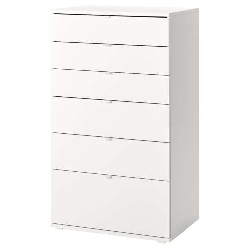 VIHALS 6-drawer dresser - white/anchor/unlock function 27 1/2x18 1/2x47 1/4 "