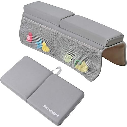 Bath Kneeler and Elbow Rest Pad Bath Kneeler Baby Bath Mat Kneeling Pad Bath Toy Organizer for Tub Kneeling Pad for Bathing Baby Memory Foam
