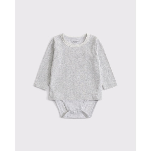 baby long-sleeve lace-trim bodysuit