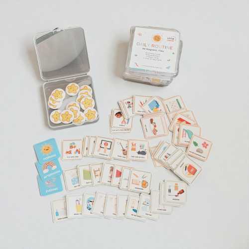 84 Magnetic Daily Routine Cards for Kids | Montessori Visual Schedule | Toddler Routine Tiles | Calm Morning & Bedtime Routines | Cards Only