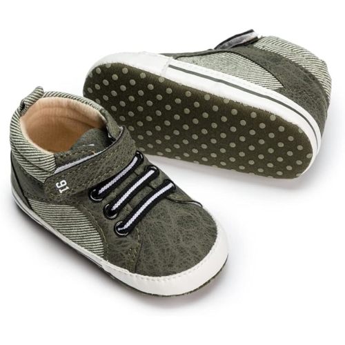 Meckior Toddler Baby Boys Girls High Tops Ankle Sneakers Soft Anti-Slip Sole PU Leather Moccasins Infant Newborn Prewalker First Walking Crib Shoes