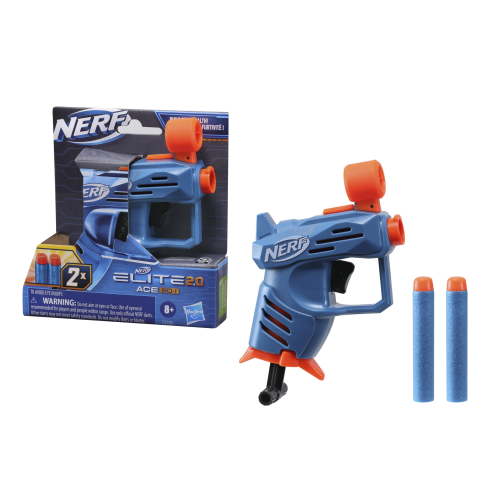 Nerf Elite 2.0 Ace SD-1 Dart Blaster, 2 Nerf Elite Darts, Pull Down Priming, Onboard 1-Dart Storage, Boys and Girls, Ages 8 and up