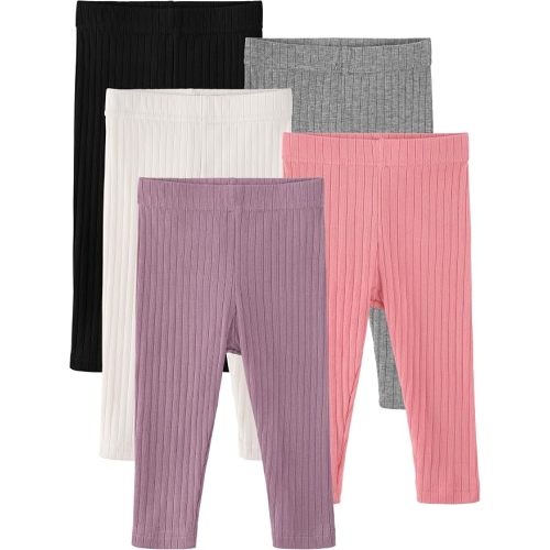 5 Pack Baby Girl Pants Infant Toddler Girl Leggings Ribbed Cotton Pants