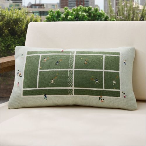 Outdoor Tennis Scene Pillow