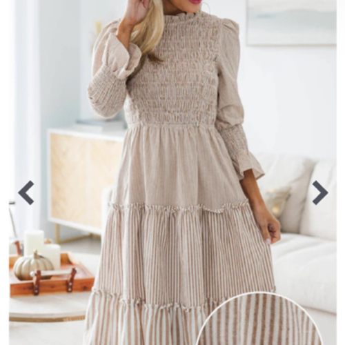 NURSING COLLECTION: Back To You Brown Striped Midi Dress