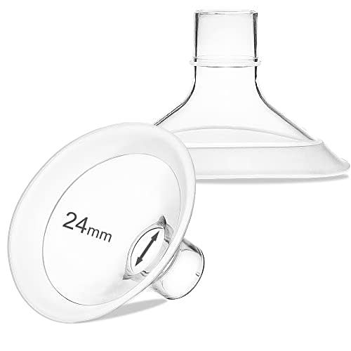 PumpMom-us 24mm Oval Flange Breast Shields Compatible with Medela Breast Pump Parts, Replace Flange for Pump in Style Parts Symphony Parts Swing Maxi Harmony and Personalfit Flex