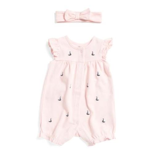 Newborn Girls Pique Embroidered Sailboat Romper With Headband | Kids & Baby | TJ Maxx