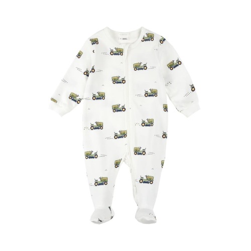 Lawnmower Print Cotton One-Piece Footed Pajamas, 6M