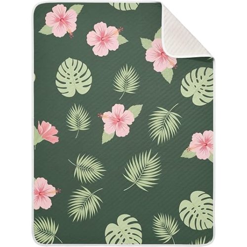 Burbuja Hibiscus Flowers Baby Blanket for Boys Girls, Nursery Soft Warm Swaddling Receiving Baby Blankets, 30x40 in Toddler Blanket