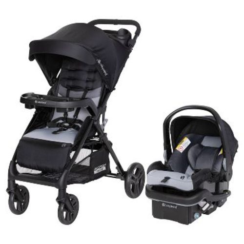Baby Trend Passport Bassinet Travel System with EZ-Lift PLUS Car Seat - Dash Black: Canopy, Snack Tray, 5-Point Harness, Storage Area