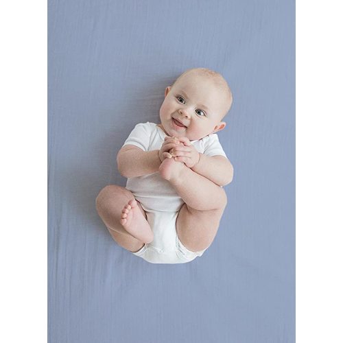 Amazing Baby Cotton Muslin Crib & Toddler Fitted Sheet, Denim