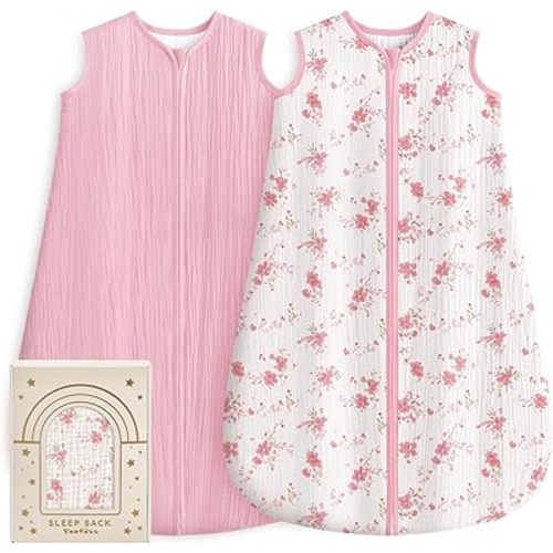 Yoofoss Baby Sleep Sack 6-12 Months 100% Organic Muslin Cotton Wearable Blanket Baby, Newborn Infant Sleeping Sack 2-Way Zipper Lightweight