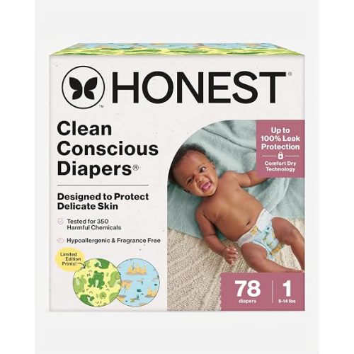 The Honest Company Diapers, Size 1, 78 Count