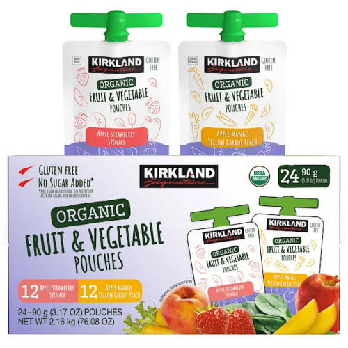 Kirkland Signature Organic Fruit and Vegetable Pouches, Variety Pack, 3.17 oz, 24-count