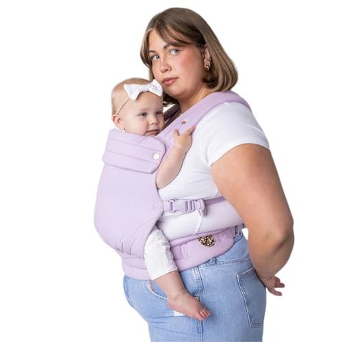 Mabē Monarch Ergonomic Baby Carrier – Premium Cotton Soft Structured Newborn to Toddler Carrier with Hip-Healthy Design, 3 Carry Positions (7-35lbs), Lightweight & Breathable, (Lilac Skies)