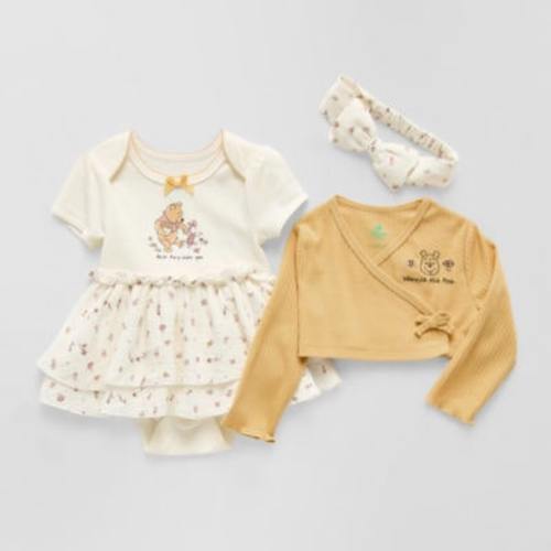 Baby Girls 3-pc. Crew Neck Short Sleeve Winnie The Pooh Bodysuit Set, Color: Yellow - JCPenney