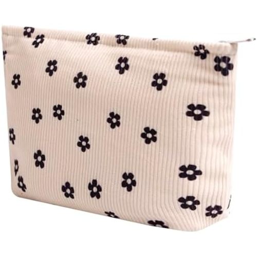 Cosmetic Bags for Women - Corduroy Cosmetic Bag Aesthetic Women Handbags Purses Smile Dots Makeup Organizer Storage Makeup Bag Girls Case Bags (Flowers-Plum blossom)