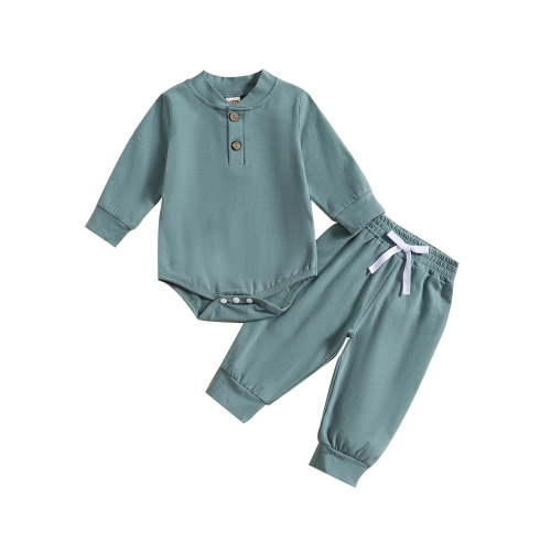NIEWTR Toddler Baby Fall Outfit Boy Girl Crew Sweatshirt and Pants Set Fall Baby Clothes (0-3 Months,Blue)