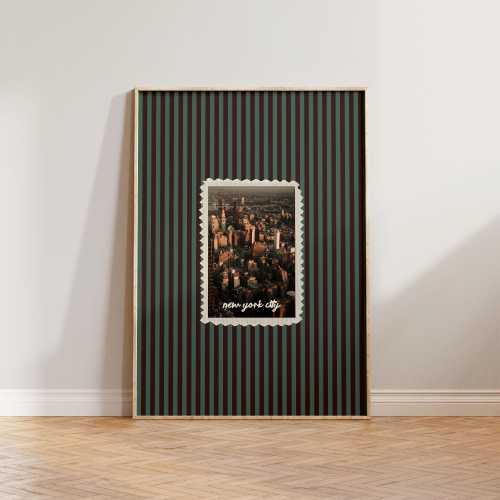 Retro Striped Wall Art, New York Print, Striped Print, Mid Century Modern Wall Art, Vintage Style Bedroom Wall Art, New York City Wall Art