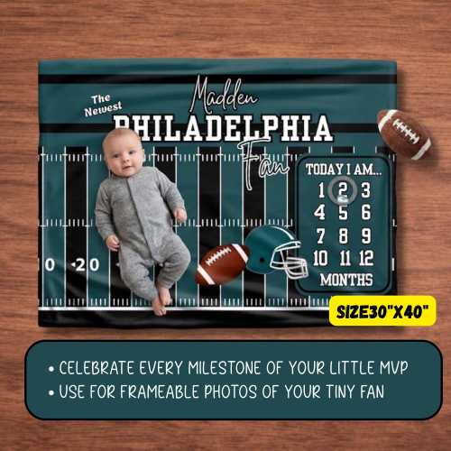 Philadelphia Football Baby Milestone Blanket: Personalized Buttery Soft  Plush