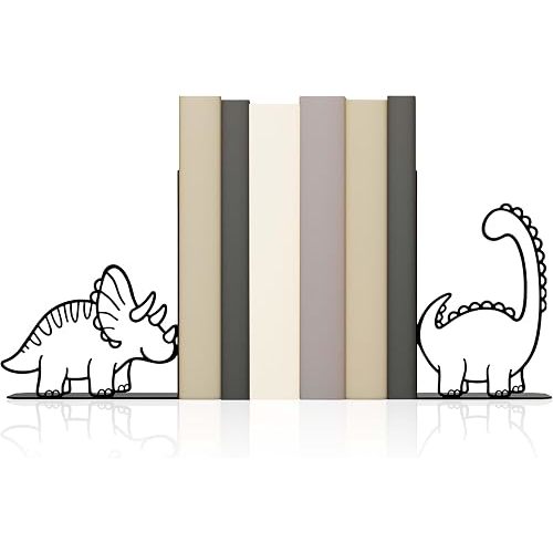 Brachiosaurus Triceratops Metal Dinosaur Bookends Kids Book Ends