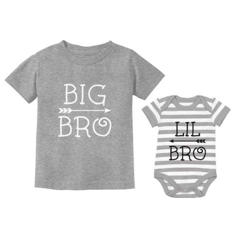Big Brother, Little Brother Tstars T-shirts - Boys' Matching Outfits - Perfect Gift for Siblings - Celebration of Brotherly Love - Sibling Bonding Apparel - Gray 5/6 / Lil bro gray/white NB (0-3M)