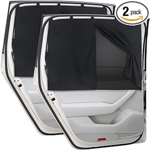 Car Window Shades, 2 PCS Magnetic Double Layer Auto Sun Shade for Side Windows Privacy Full Covers/Half Shade Options Back Car Window Curtains for Baby Protection
