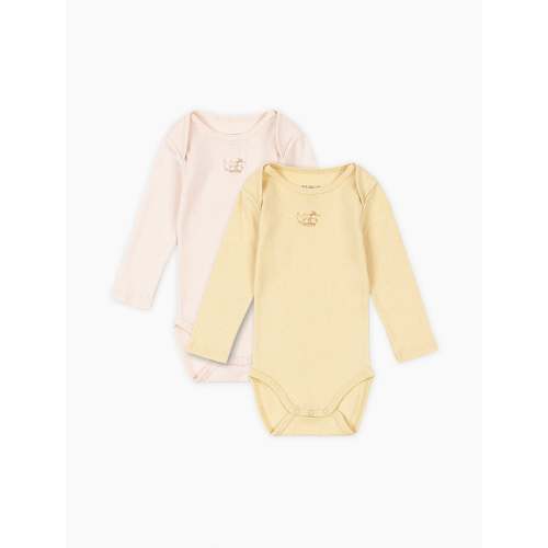 Perla 2 Pack LS Bodysuit in Banana Crepe/Creole Pink