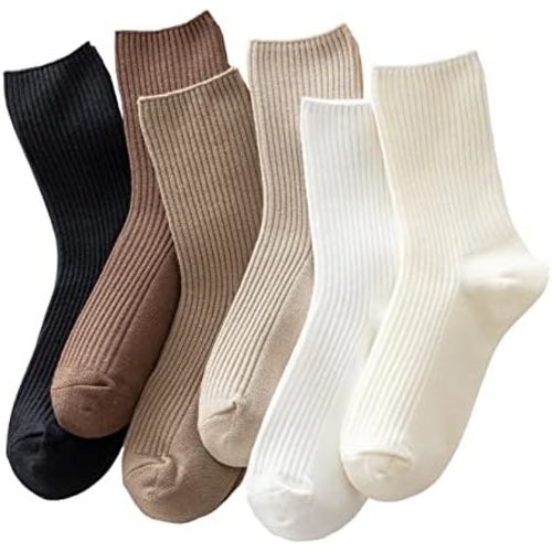 ACCFOD Womens Cute Crew Socks Casual Athletic Aesthetic Socks Neutral Cotton Socks for Women Granola Girls Clothes