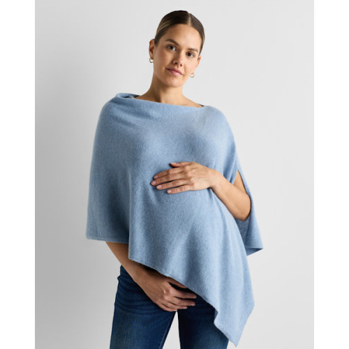 Mongolian Cashmere Nursing Shawl in Faded Denim