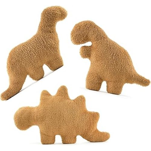 3 Packs Dino Nugget Pillow Set, Funny Chicken Nugget Plushie Birthday Gift, Dino Decorative Throw Pillow for Kids Room Decor, Dinosaur Stuffed Animal Idea Birthday Gift for Teens Kids and Adult