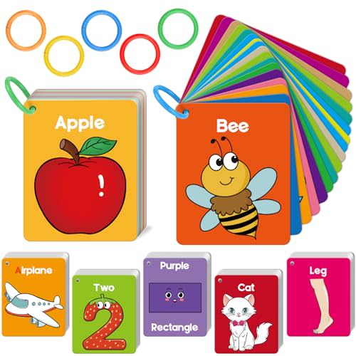 Torlam Toddler Flash Cards Baby Cognitive Flashcards for Kids, Learning Alphabet, Numbers, Shapes & Colors, Animals, First Words, Body Parts, Foods, Preschool Kindergarten Activities Educational Toys
