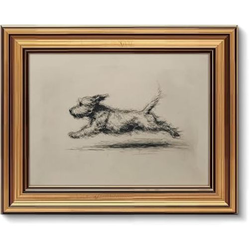LECYHCYHLE Running Dog Framed Wall Art Sketch Dog Wall Decor 9×11 In