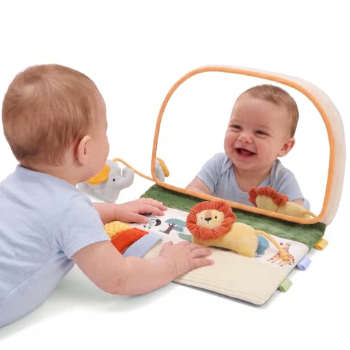 Tummy Time Mirror Toys, Baby Mirror Tummy Time, Sensory Toy for 0-12 Months | Large Clear Baby Mirror, Adjustable Removable Mirror Toy with Soft Padded Non-Slip Base for Tummy Time, Travel & On-the-Go